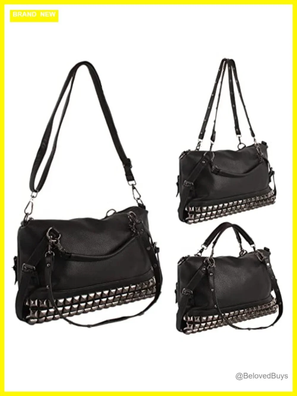 Punk Rivet Hobo Handbag Women Large Crossbody Purse Faux Leather Top Handle